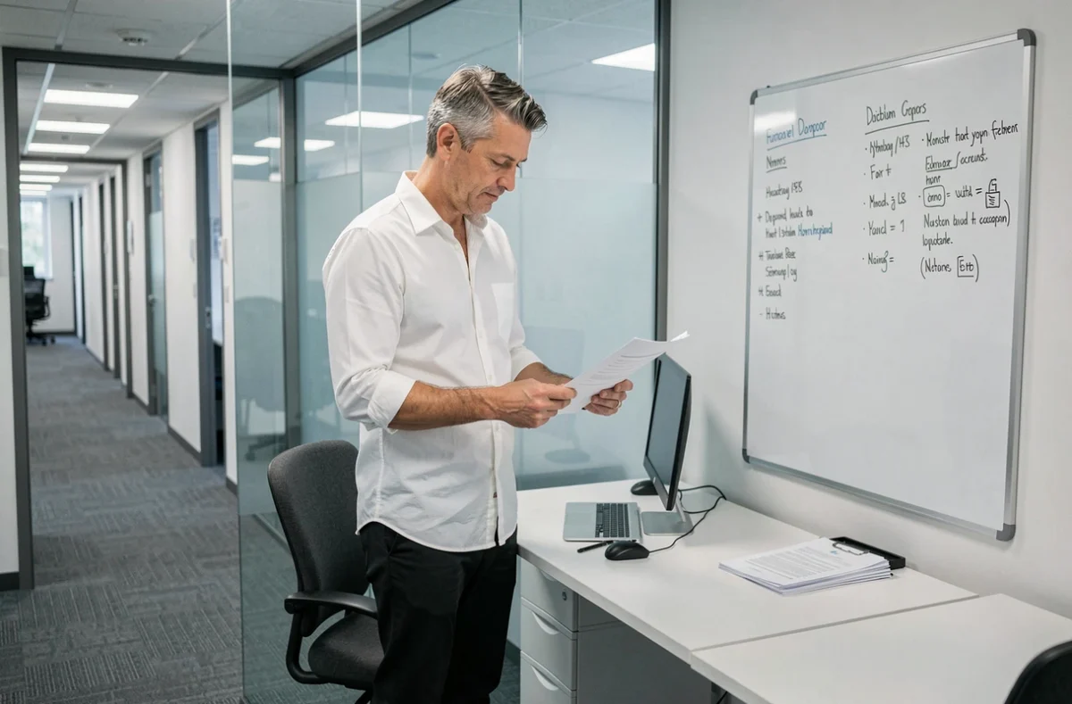 Homme d'affaires dans un bureau privé abordable d'un centre d'affaires à Lyon avec cloisons vitrées et espace de travail ergonomique