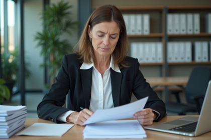 Femme d affaires en réunion avec documents importants