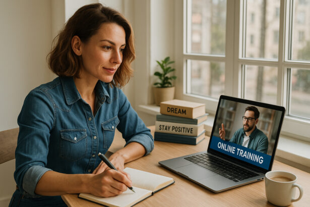 Freelance confiant travaillant sur son bureau lumineux