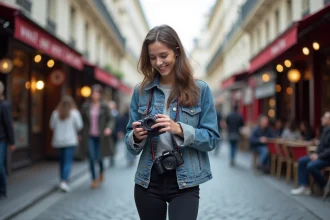 Rues pavées de Paris illuminées par la lumière du soir