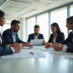 Groupe de professionnels des ressources humaines en réunion