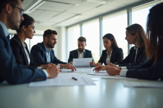 Groupe de professionnels des ressources humaines en réunion