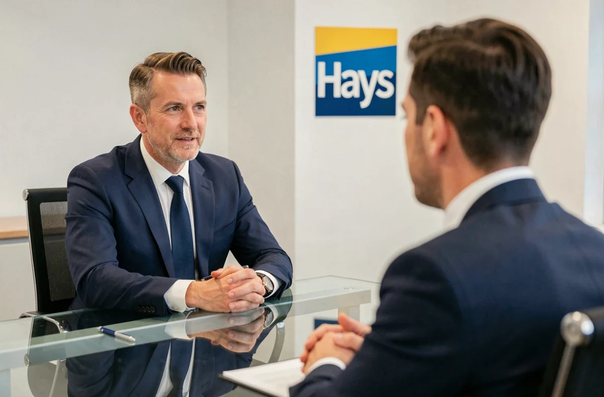 Consultant Hays en entretien de recrutement dans un bureau professionnel à Lyon