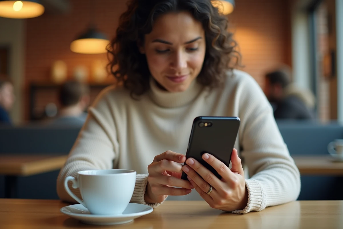 Jeune salarié ajustant les préférences de notifications RH sur son smartphone dans un espace de coworking