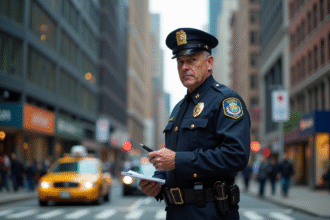 Policier new-yorkais en uniforme dans Manhattan
