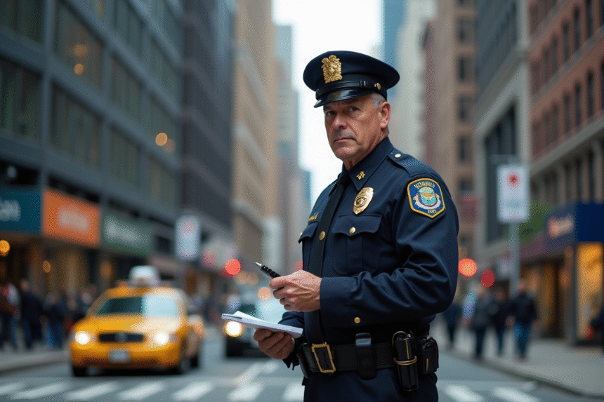 Policier new-yorkais en uniforme dans Manhattan