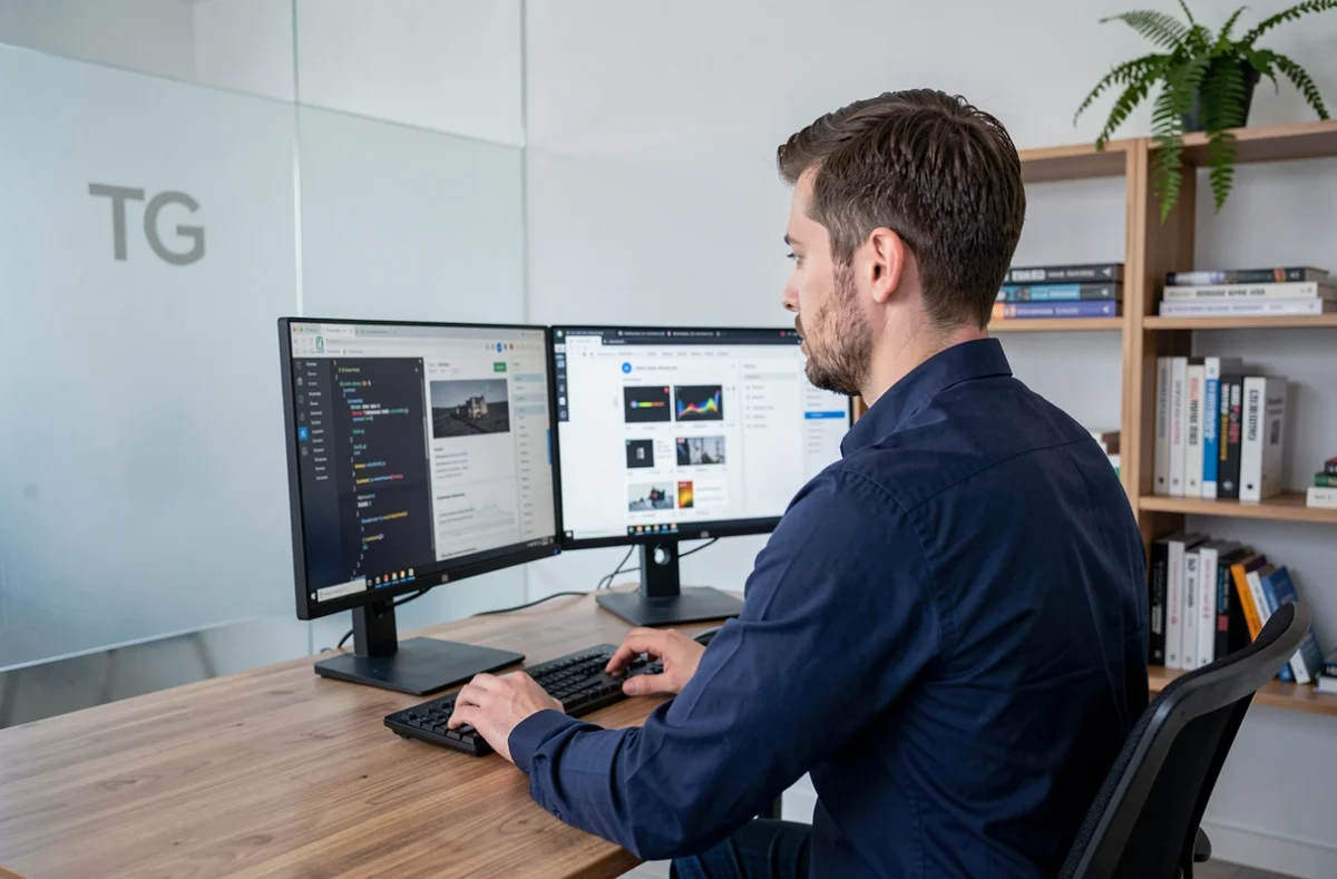 Développeur web de l'agence TG Web à Niort travaillant sur la création d'un site internet professionnel